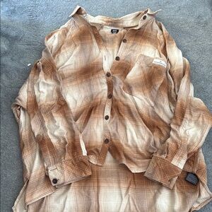 Brown Plaid Button-Up Shirt